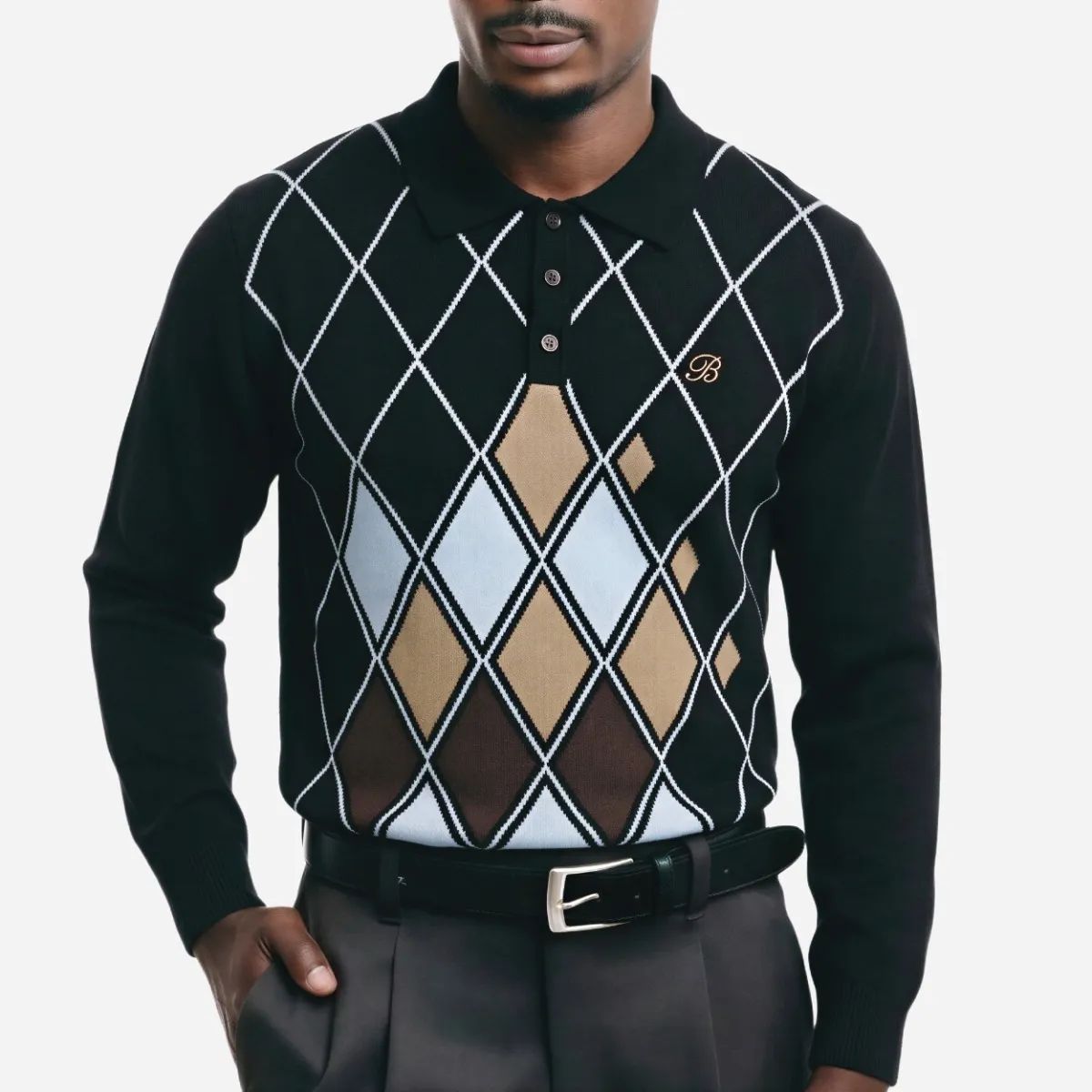 Brentwood Napoli Argyle LS Knit Golfer