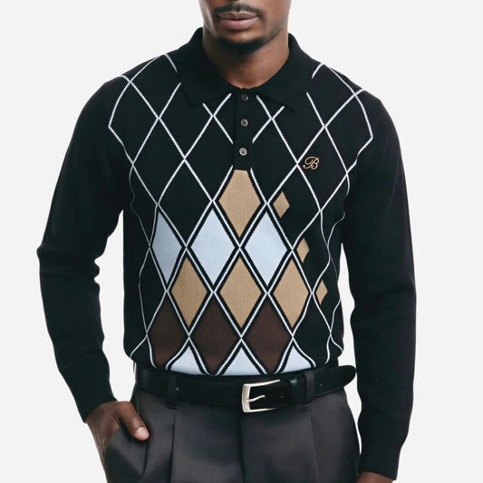 Brentwood Napoli Argyle LS Knit Golfer